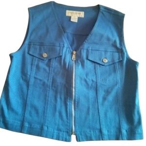 Jones New York Women's Blue Sport Zipper Vest‎ Medium Pockets